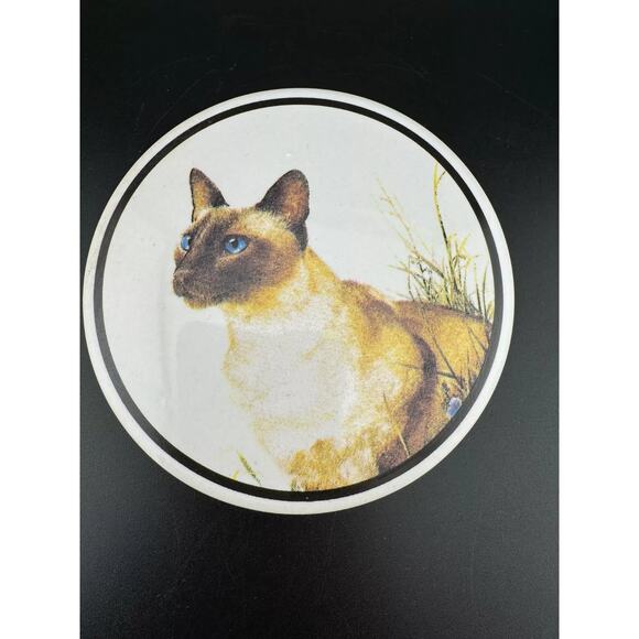 Siamese Cat Trinket/Ring Box Vintage 1986 Round Porcelain By The Love Mug 3”x 1” - Picture 1 of 5